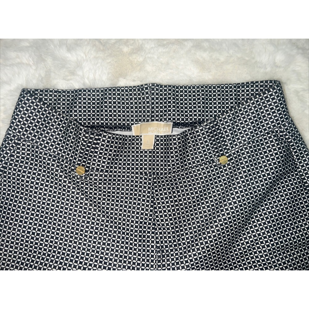 Michael Kors skinny leg Pant size small geometric design stretch Gold‎ Accent